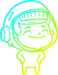 cold gradient line drawing happy cartoon astronaut