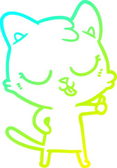cold gradient line drawing happy cartoon cat