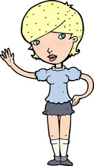 cartoon girl waving