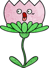 retro grunge texture cartoon flower