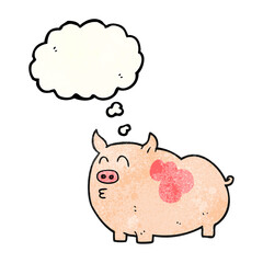 thought bubble textured cartoon pig