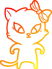 warm gradient line drawing cartoon cat