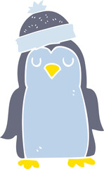 flat color illustration of a cartoon penguin