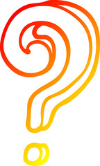warm gradient line drawing cartoon question mark