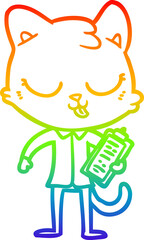 rainbow gradient line drawing cartoon cat