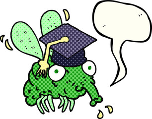 comic book speech bubble cartoon fly graduate