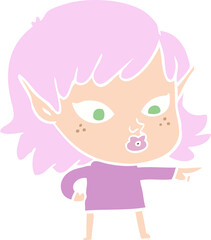 pretty flat color style cartoon elf girl