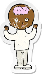 retro distressed sticker of a cartoon genius