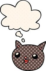 cartoon cat and thought bubble in comic book style
