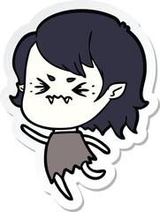 sticker of a annoyed cartoon vampire girl