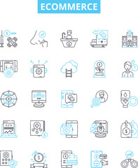 Ecommerce vector line icons set. Shopping, Online, Marketplace, Retail, Payment, Storefront, Investment illustration outline concept symbols and signs