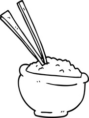 line drawing cartoon tasty bowl of rice