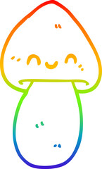 rainbow gradient line drawing cartoon mushroom