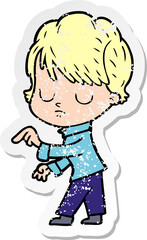 distressed sticker of a cartoon woman