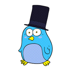 cartoon bird wearing top hat