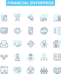 Financial enterprise vector line icons set. Finance, Enterprise, Investment, Banking, Accounting, Taxation, Wealth illustration outline concept symbols and signs