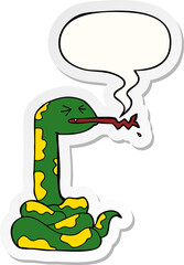 cartoon hissing snake and speech bubble sticker