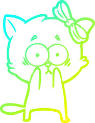 cold gradient line drawing cartoon cat