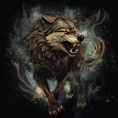 mighty fenrir, the unstoppable wolf of norse myth, generative AI