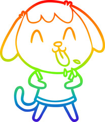 rainbow gradient line drawing cute cartoon dog