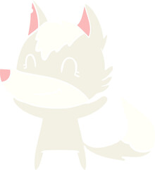 friendly flat color style cartoon wolf