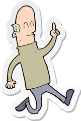 sticker of a cartoon bald man with idea