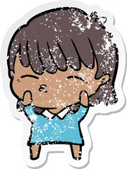 distressed sticker of a cartoon woman