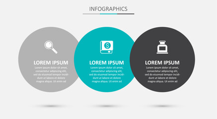 Set Financial book, Magnifying glass and Inkwell. Business infographic template. Vector
