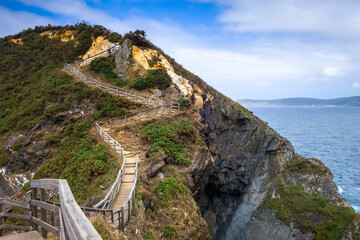 Fototapeta na wymiar Punta socastro, also called punta fucino do porco. Cliffs and ocean view, Galicia, Spain