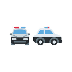 Fototapeta Police Car vector flat icon design. İsolated police car, with emergency light on the top sign design. obraz