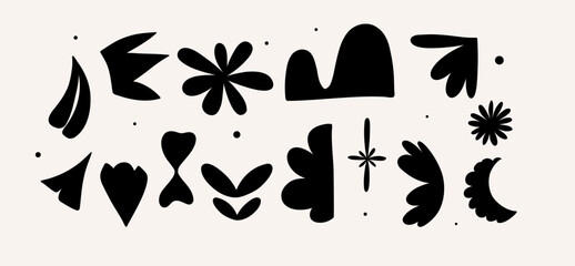 Abstract groovy floral poster Y2K. Modern trendy minimalist style. Hand drawn for wallpaper, wall decor, fabric, postcard, cover, template, banner.