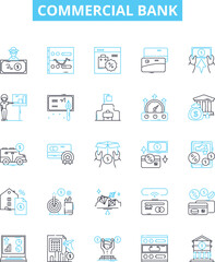 Commercial bank vector line icons set. Bank, Commercial, Banking, Finance, Credit, Investment, Account illustration outline concept symbols and signs
