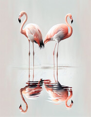 Flamingo reflections Generative AI