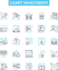 Chart investment vector line icons set. Investment, Chart, Stock, Portfolio, Returns, Market, Analyse illustration outline concept symbols and signs
