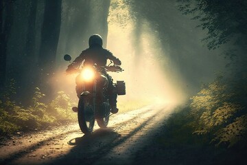 Motorcycle on a desert roadю Generative Ai