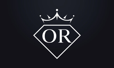 Diamond crown vector. Luxury queen logo for jewelry vector with letters	