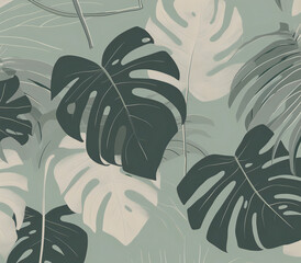 Tropical Monstera Pattern Generative AI