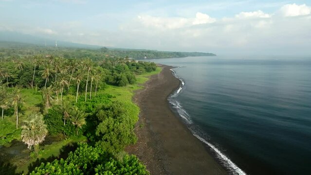 Drone view of Amed village in Bali, Indonesia