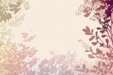 Ivory Blush Light Pink Background Silhouettes Leafy Branches Postcard. Generative AI