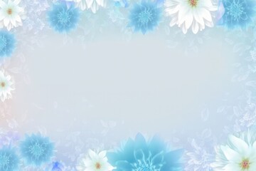Fototapeta na wymiar Light Blue Gray Color Background Silhouettes Flowers Postcard. Generative AI