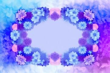 Lilac Blue Color Background Silhouettes Flowers Postcard. Generative AI