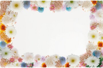 Obraz na płótnie Canvas Ivory White Color Background Silhouettes Flowers Postcard. Generative AI