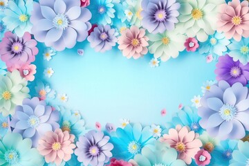 Pale Blue Background Silhouettes Flowers Postcard. Generative AI