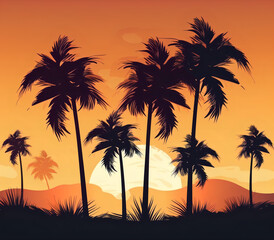 Palmtrees in color Generative AI