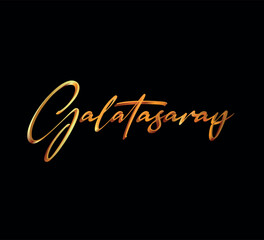 decorative 3d gold galatasaray text on black background
