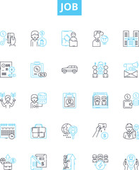 Job vector line icons set. Work, Employment, Profession, Occupation, Task, Employment, Career illustration outline concept symbols and signs
