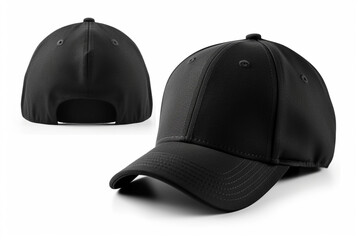 Baseball black cap, front views isolated on white background Generative AI - obrazy, fototapety, plakaty
