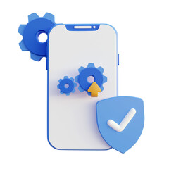 System update smart phone 3d render Transparent Background