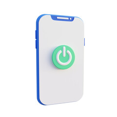 Turn on smart phone 3d render Transparent Background