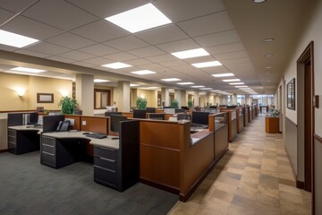 Fototapeta premium Modern office interior, contemporary business workspaces, Generative AI